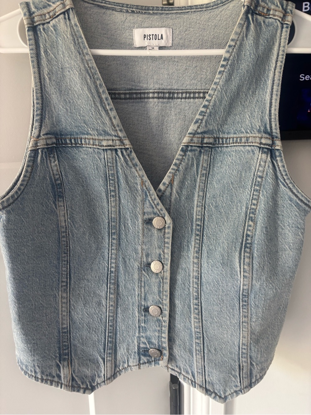 Pistola Light Blue Denim Button-Up Vest